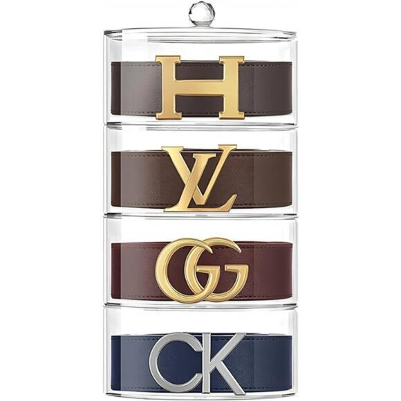 Clear Acrylic Belt Organizer 4 Layer Closet Storage Box for Belts Jewelry Watche - Picture 7 of 7